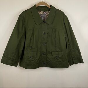 Motto Your Style Mantra olive green cropped jacket NWT